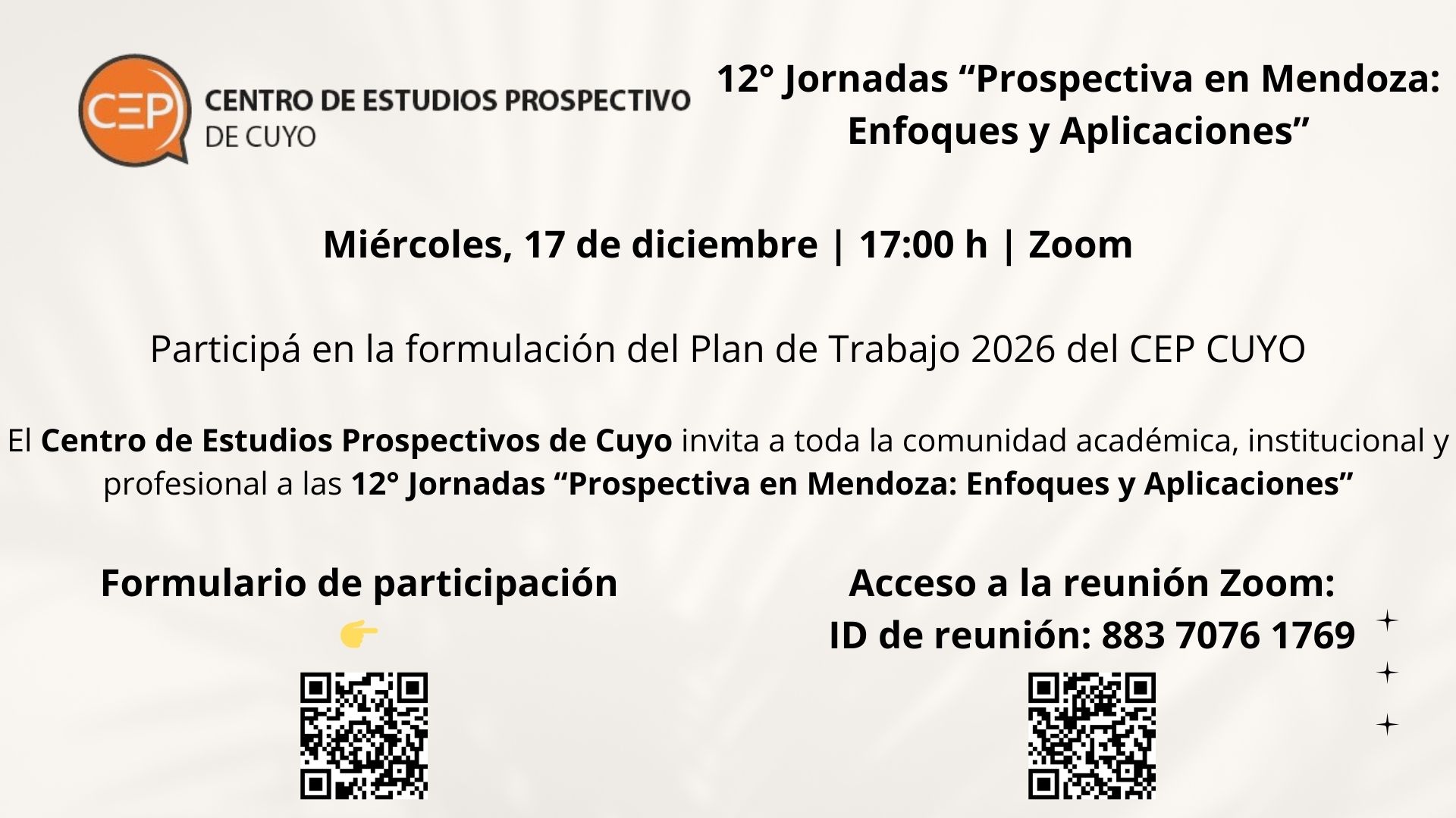 12ª Jornadas “Prospectiva en Mendoza: Enfoques y Aplicaciones”